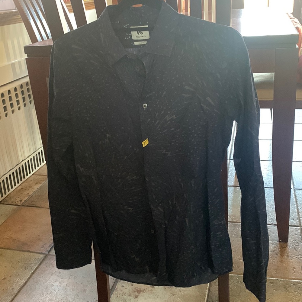 Paul Smith Navy Patterned Button Down, Size Small - image 1